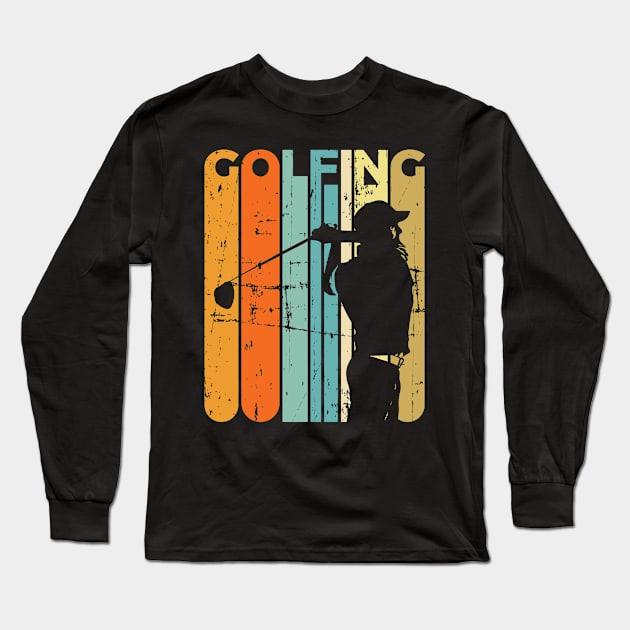 Retro Golfing Vintage Golfer Gift Golf Long Sleeve T-Shirt by petervanderwalk